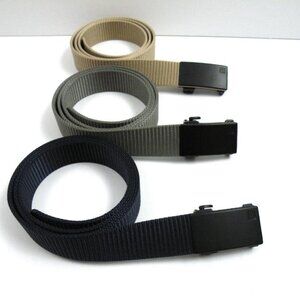 LOT 3 FAIRWIN MEN'S RATCHET BELT NYLON AUTOMATIC BUCKLE BELT M, BLUE, TAN, GRAY